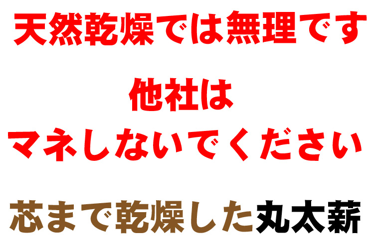 天然乾燥では無理です　他社はマネしないでください　芯まで乾燥した丸太薪