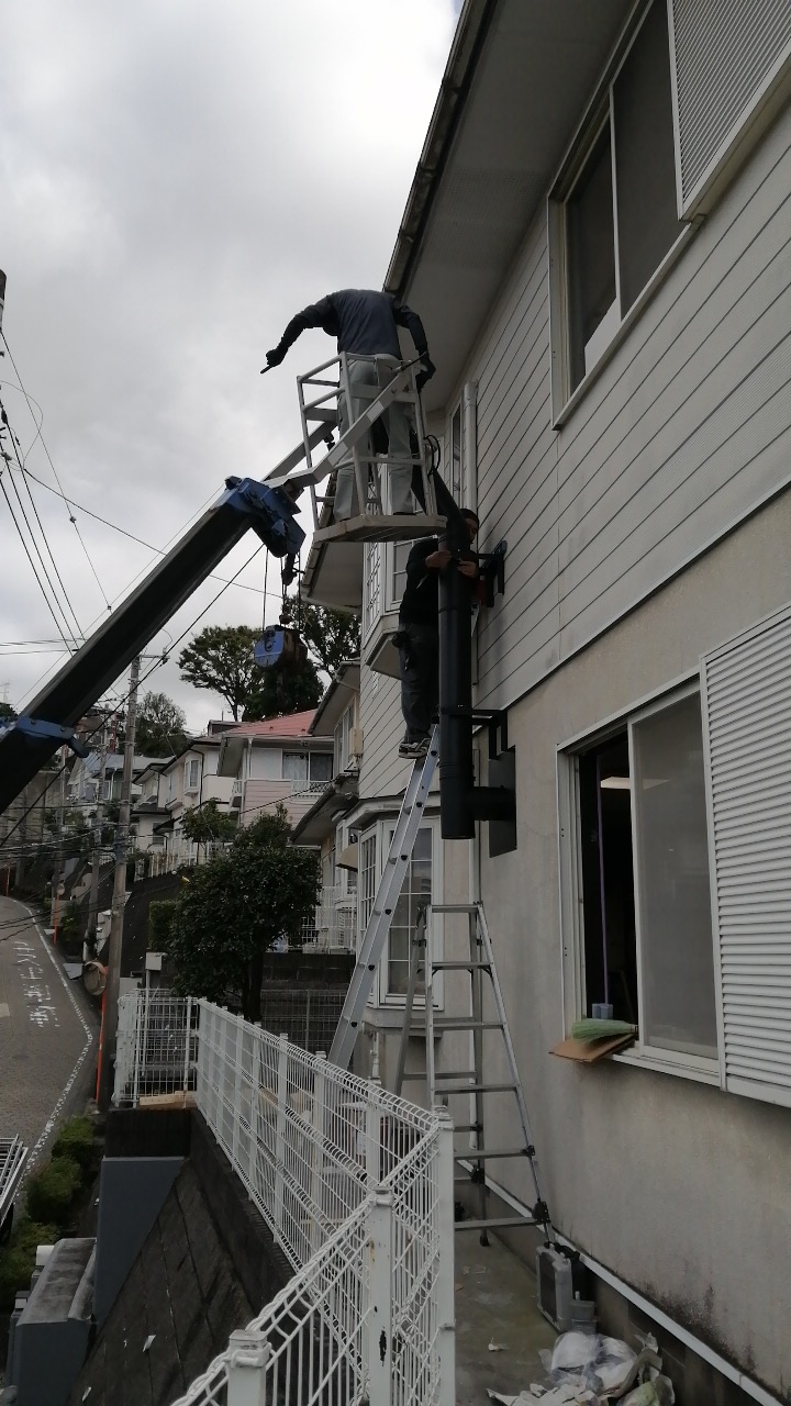 薪ストーブ施工時の写真